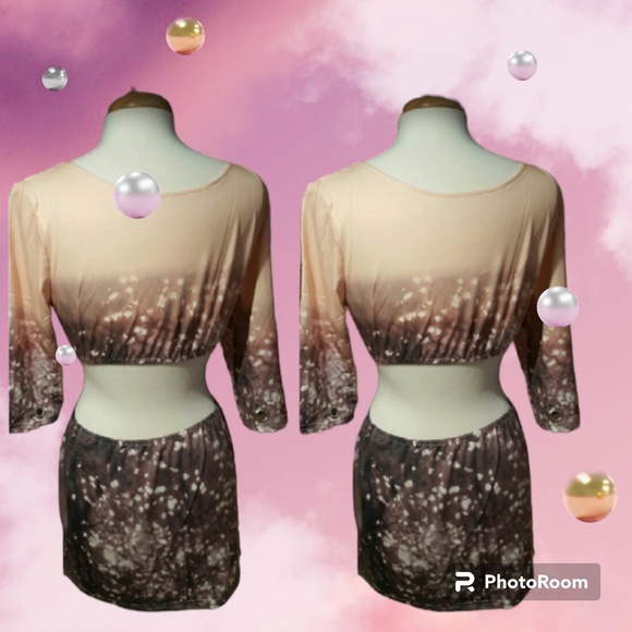 Summer sexy two piece matching artist BOWIE PRINTED CROP TOP and  skirt set - Picture 3 of 5